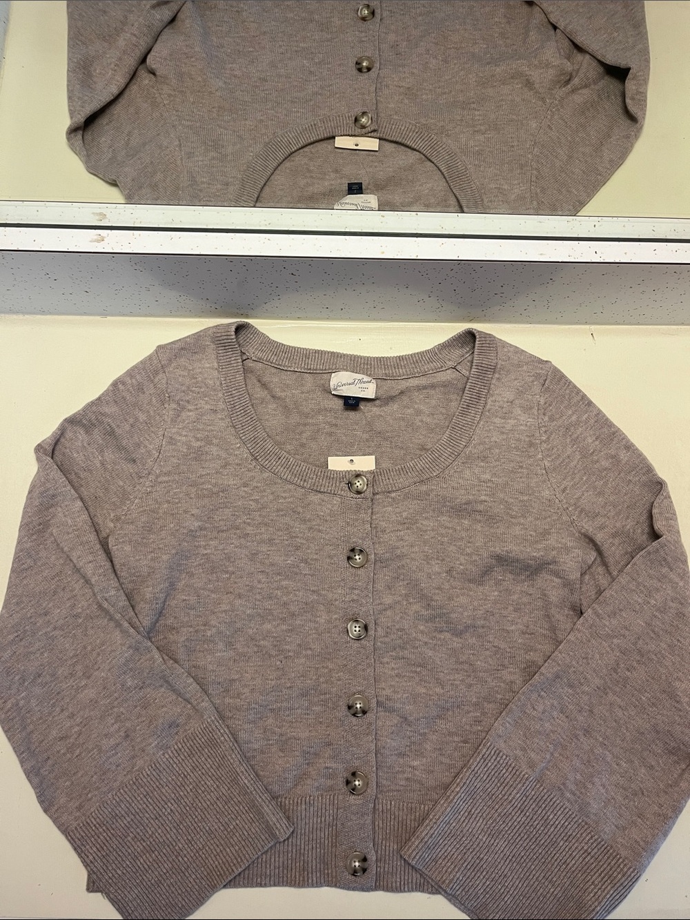Universal Thread Taupe Gray Button-Front Knit Cardigan